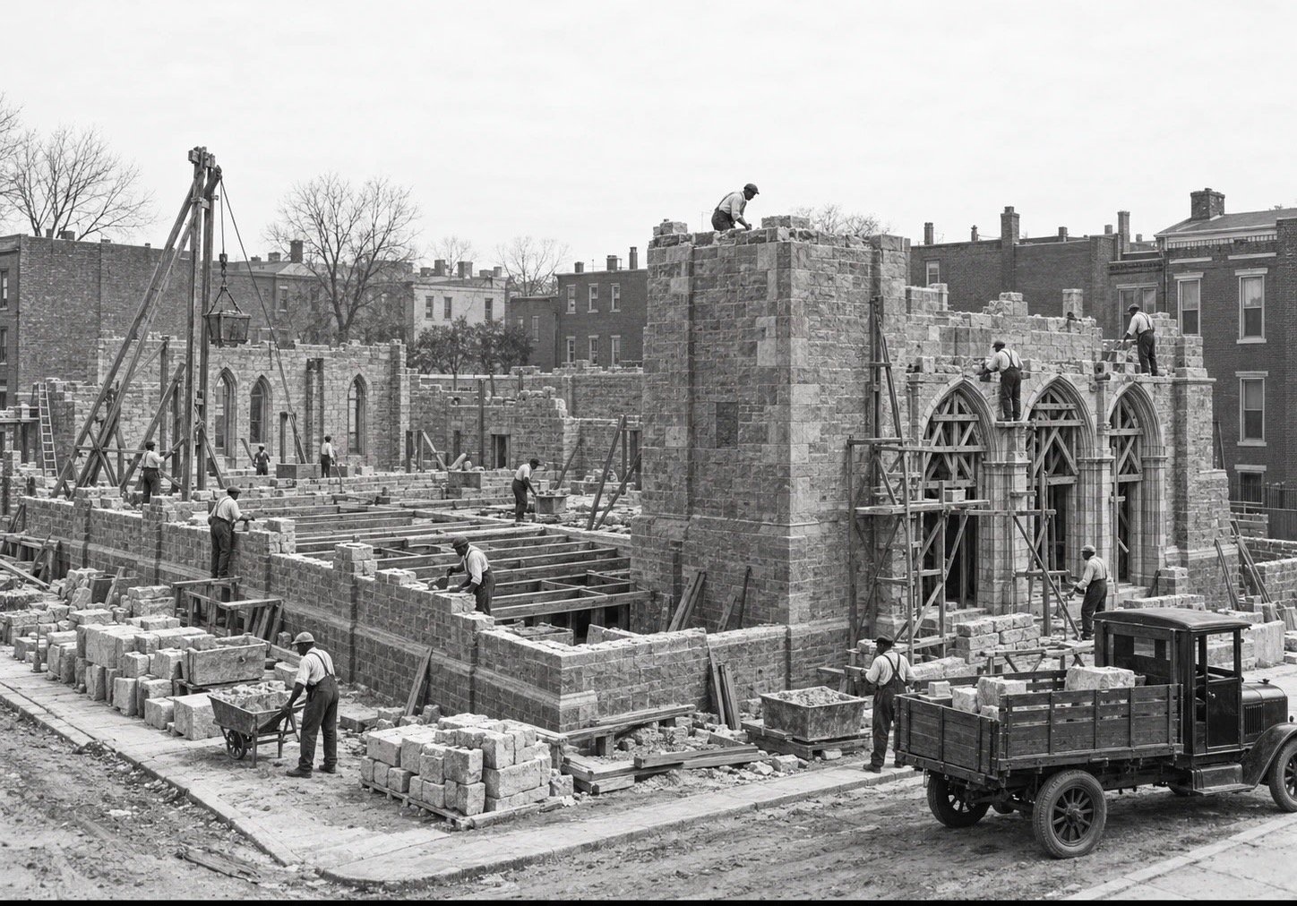 What the walls and triple-arched entrance may have looked like going up